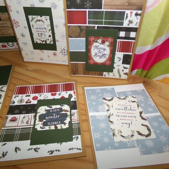 Set of 8 Merry & Bright Handmade Christmas Cards - Picture 3 of 3